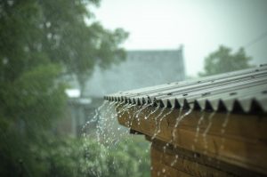 rain coming down on shed